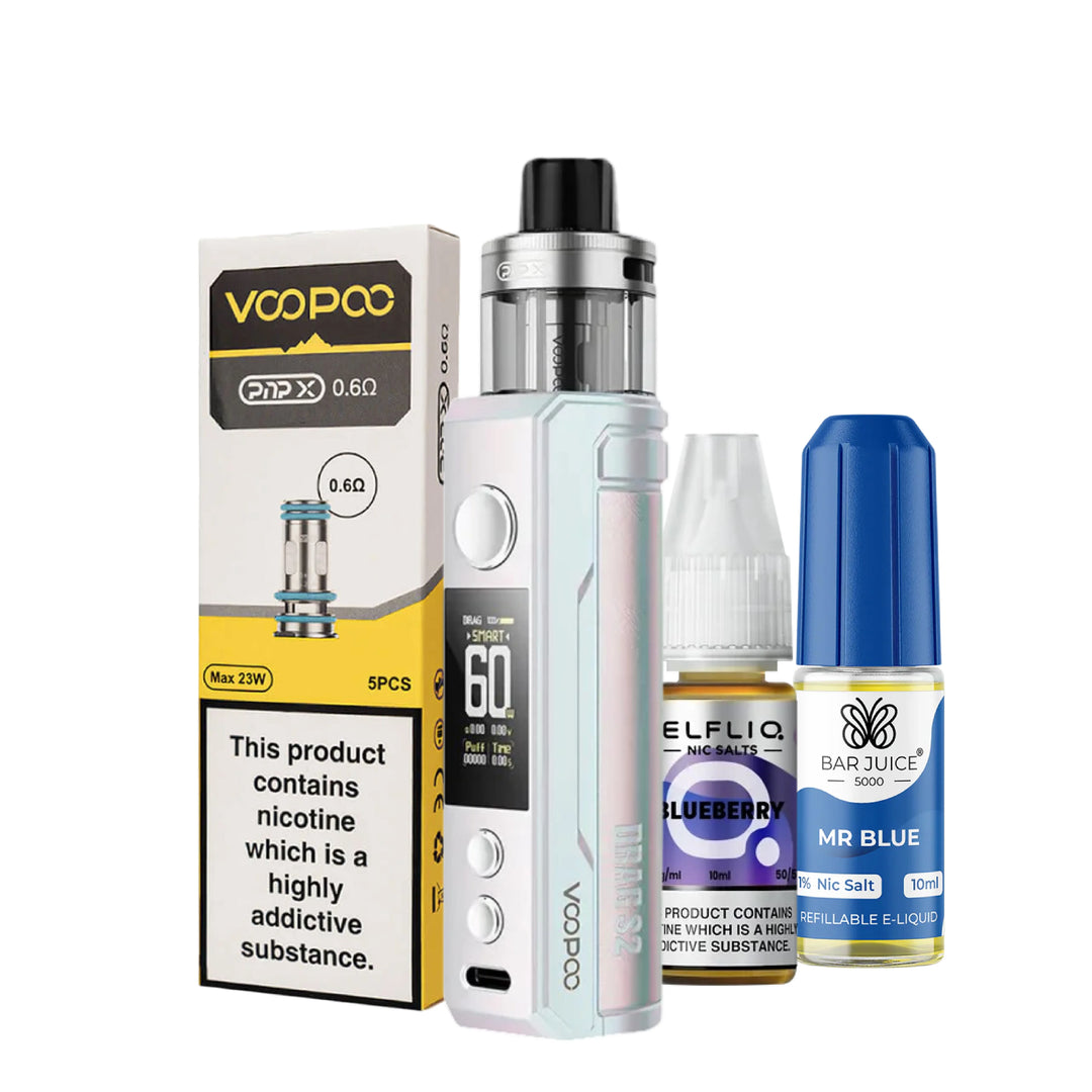 Voopoo Drag S2 60W Pod Kit iBundle with Voopoo PnP-X Replacement Coils & 2 Nic alts of your choice