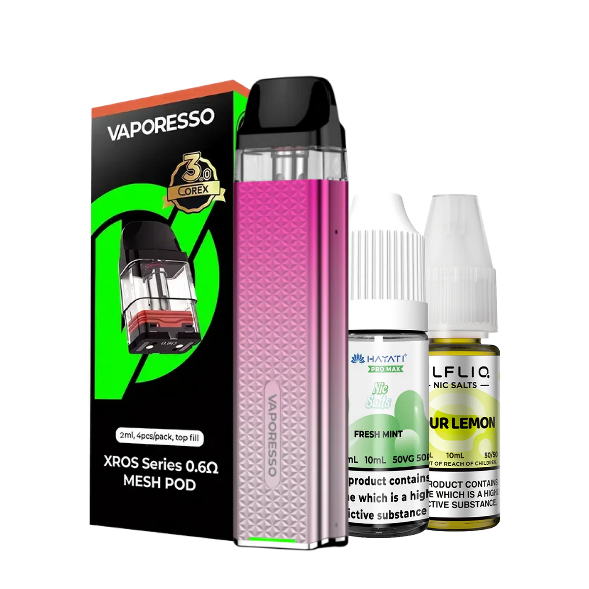 Vaporesso XROS 3 Mini Pod Kit Bundle Image – offering Vaporesso Pods and 2 Nic Salts with a great discount