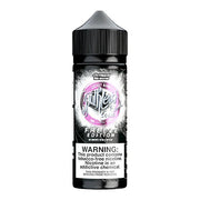 A 100ml bottle of Ruthless Cherry Bomb e-liquid with a nicotine warning label, predominantly black in color with white and pink accents.