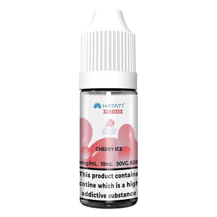 Hayati Pro Max Cherry Ice Nic Salt vape juice, delivering smooth nicotine satisfaction and a refreshing vape experience.