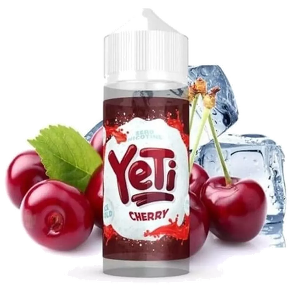 YETI Cherry 100ml Shortfill – sweet cherry with icy finish, 70VG/30PG, 0mg nicotine, perfect for sub-ohm vaping.
