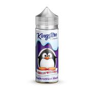 A bottle of Chilly Willes Blackcurrant Slush Kingston e-liquid by Kingston E-Liquid, featuring a cartoon penguin on the label.