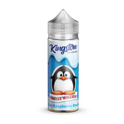 A 100ml bottle of Kingston Chilly Willes Blue Raspberry Slush e-liquid with a child-friendly design.