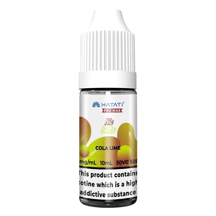 Hayati Pro Max Cola Lime Nic Salt vape juice, delivering smooth nicotine satisfaction and a refreshing vape experience.