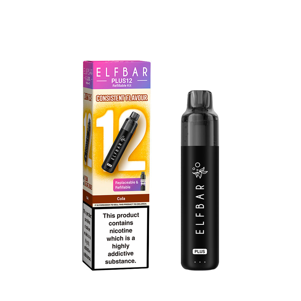 Elf Bar Plus 12 in Cola – long-lasting rechargeable vape with up to 12,000 puffs and smooth MTL performance.