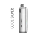 Load image into Gallery viewer, A Cool Silver colored OXVA ONEO 40W Pod Vape Kit with a 2ML tank, displayed alongside the text &#39;COOL SILVER&#39; and the OXVA brand logo.
