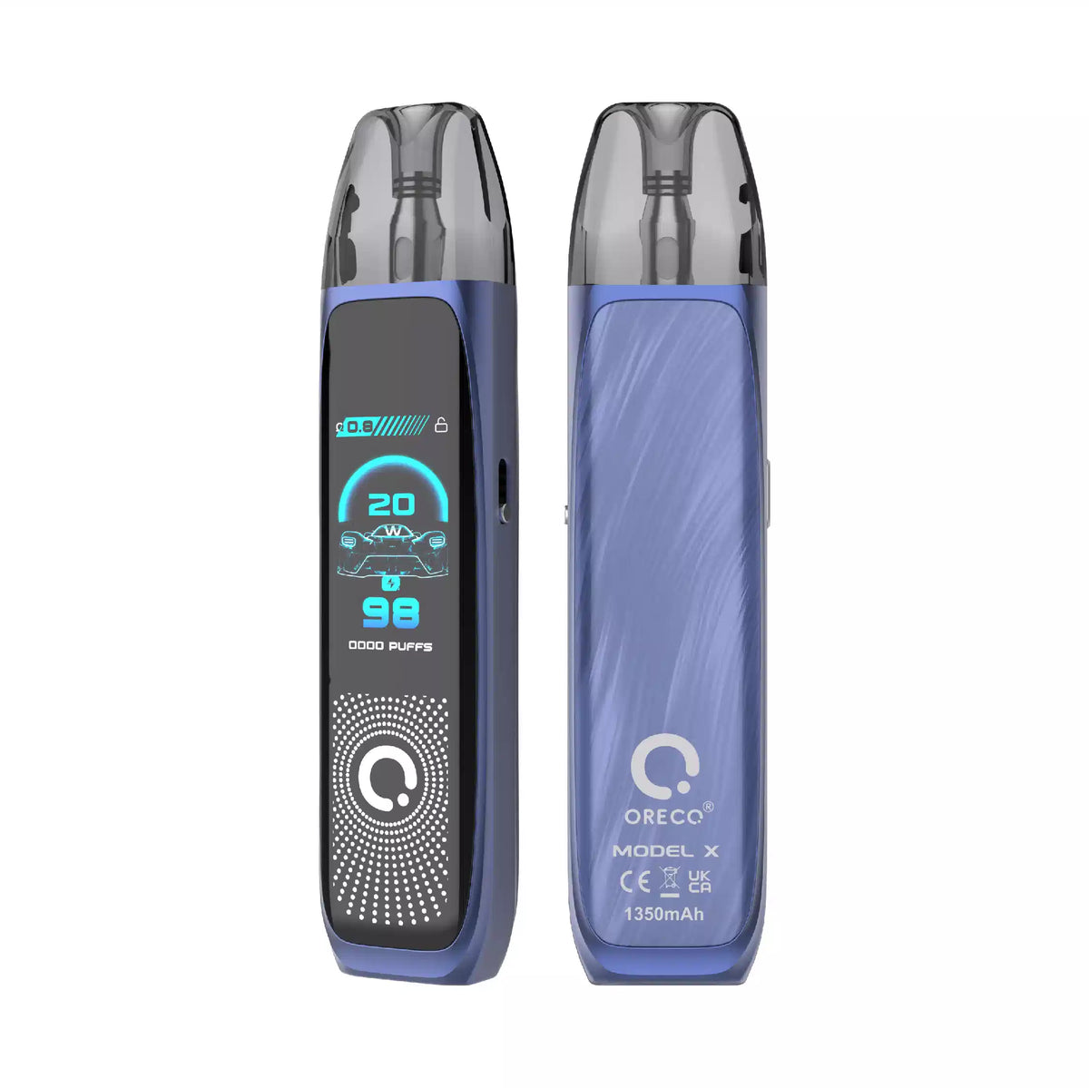 Oreco Model X Vape Kit in Dark Blue Color, featuring a compact design for a convenient and enjoyable vaping experience.