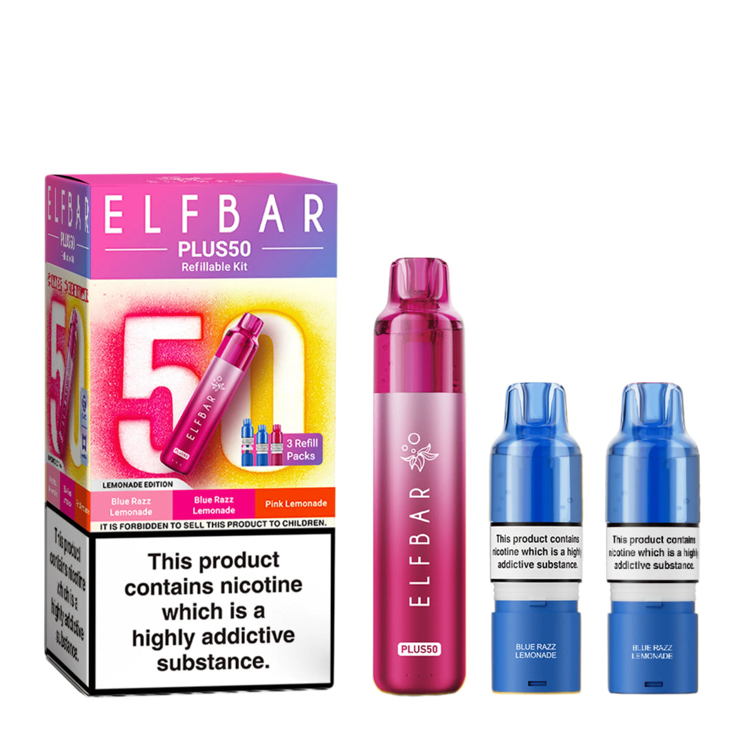 Elf Bar Plus 50 Prefilled Pod Kit in Lemonade Edition – rechargeable pod vape kit with 800mAh built-in battery and prefilled flavour pods for convenient vaping