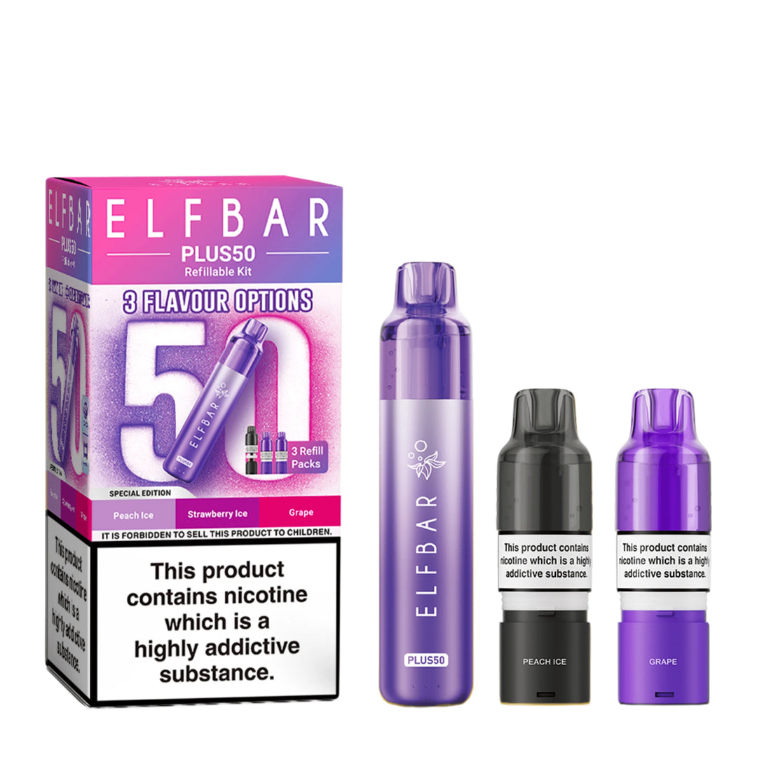 Elf Bar Plus 50 Prefilled Pod Kit in Special Edition – rechargeable pod vape kit with 800mAh built-in battery and prefilled flavour pods for convenient vaping