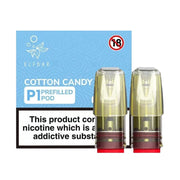 Elf Bar Mate P1 prefilled pod in Cotton Candy flavor, delivering a sweet and fluffy carnival-style taste, designed for use with the Elf Bar Mate device for a smooth and sugary vaping experience