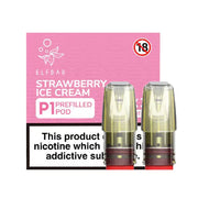 Elf Bar Mate P1 prefilled pod in Strawberry Ice Cream flavor, offering a creamy blend of sweet strawberries and smooth vanilla ice cream, designed for use with the Elf Bar Mate device for a rich and indulgent vaping experience