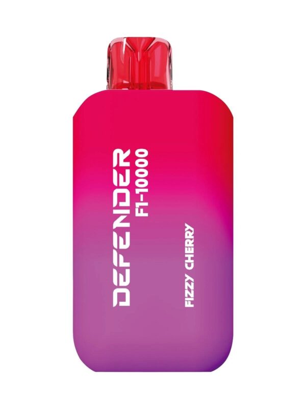 Defender F1-10000 Prefilled Pods in Fizzy Cherry flavor, featuring a gradient pink and purple design with a transparent mouthpiece.