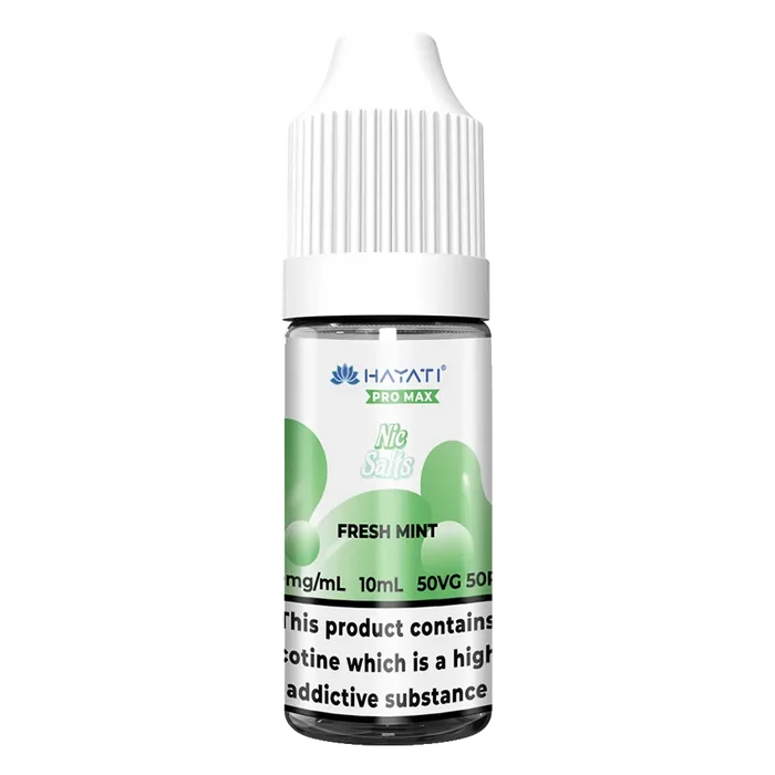 Hayati Pro Max Fresh Mint Nic Salt vape juice, a refreshing menthol e‑liquid crafted for smooth throat hits, crisp mint flavor, and satisfying nicotine delivery.