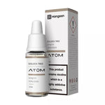 Load image into Gallery viewer, A bottle of Golden Tree Hangsen e-liquid next to its packaging box, which also serves as a warning about nicotine content.
