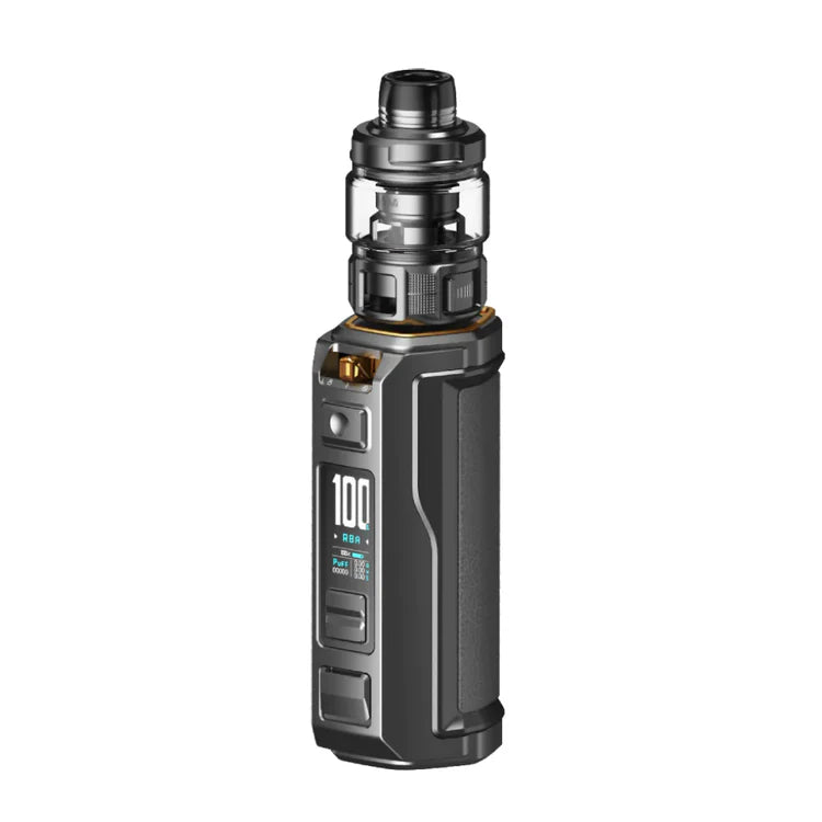 VooPoo Argus XT 100W Starter Kit Device in Graphite – durable and high-powered vape mod with a IP68 rating, advanced GENE.TT 2.0 chip, and customizable wattage for sub-ohm vaping.