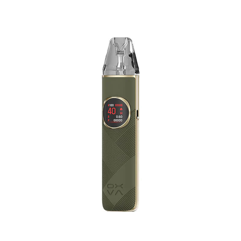 OXVA Nexlim 2 Pod Vape Kit in Green Leather Color with 2000mAh battery, 40W adjustable output, dual mesh pods, 0.85-inch colour screen, and USB-C fast charging available at Ecosmok.