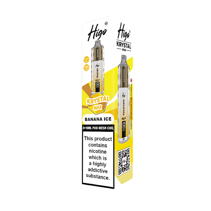 Higo Krystal Max HK 7500 Pod Kit in Banana Ice flavor – stylish vape device with up to 7,500 puffs.