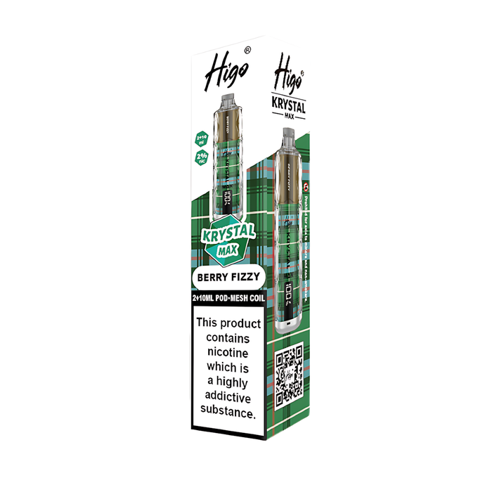 Higo Krystal Max HK 7500 Pod Kit in Berry Fizzy flavor – stylish vape device with up to 7,500 puffs.