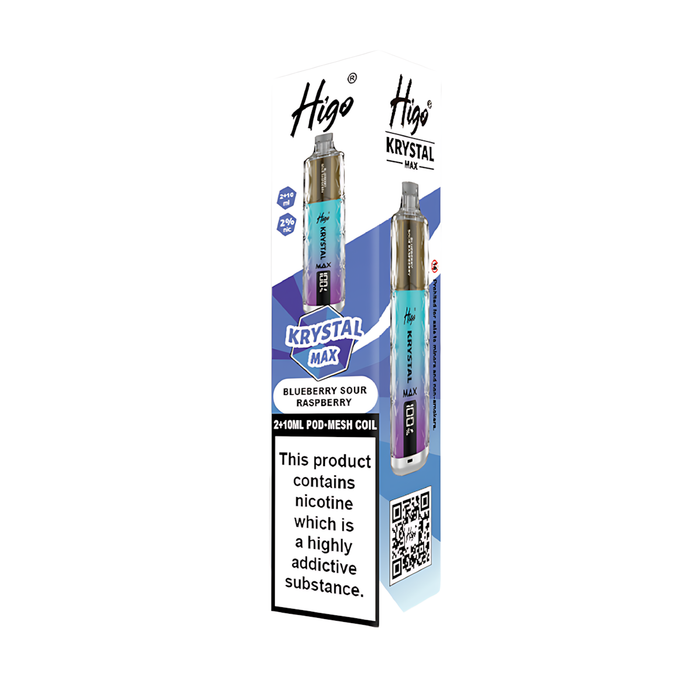 Higo Krystal Max HK 7500 Pod Kit in Blueberry Sour Raspberry flavor – stylish vape device with up to 7,500 puffs.