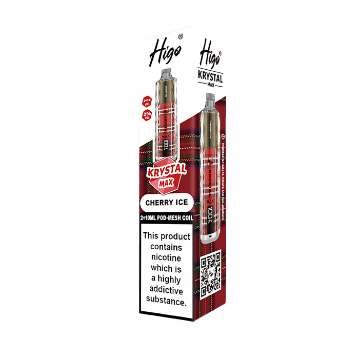 Higo Krystal Max HK 7500 Pod Kit in Cherry Ice flavor – stylish vape device with up to 7,500 puffs.