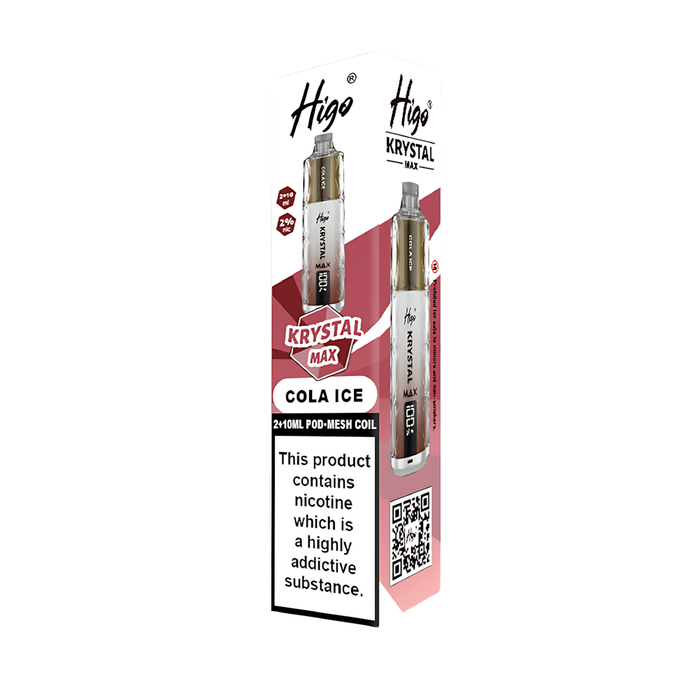 Higo Krystal Max HK 7500 Pod Kit in Cola Ice flavor – stylish vape device with up to 7,500 puffs.