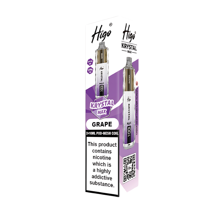 Higo Krystal Max HK 7500 Pod Kit in Grape flavor – stylish vape device with up to 7,500 puffs.