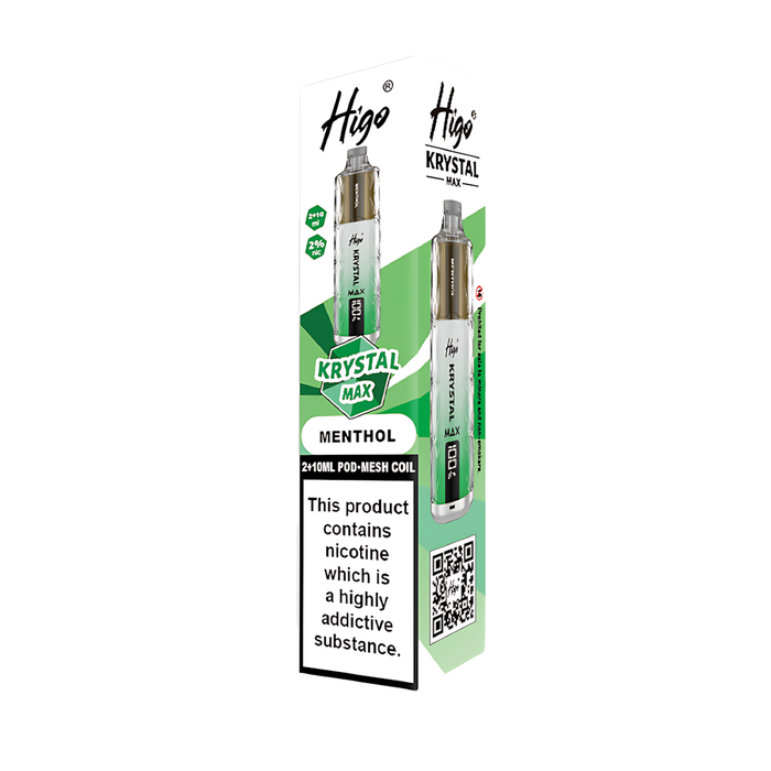 Higo Krystal Max HK 7500 Pod Kit in Menthol flavor – stylish vape device with up to 7,500 puffs.
