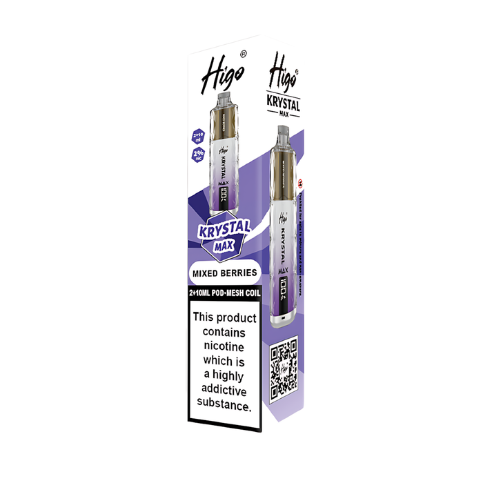 Higo Krystal Max HK 7500 Pod Kit in Mixed Berries flavor – stylish vape device with up to 7,500 puffs.