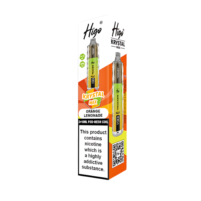 Higo Krystal Max HK 7500 Pod Kit in Orange Lemonade flavor – stylish vape device with up to 7,500 puffs.
