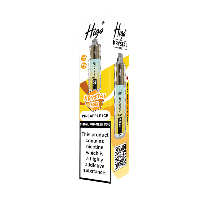 Higo Krystal Max HK 7500 Pod Kit in Pineapple Ice flavor – stylish vape device with up to 7,500 puffs.