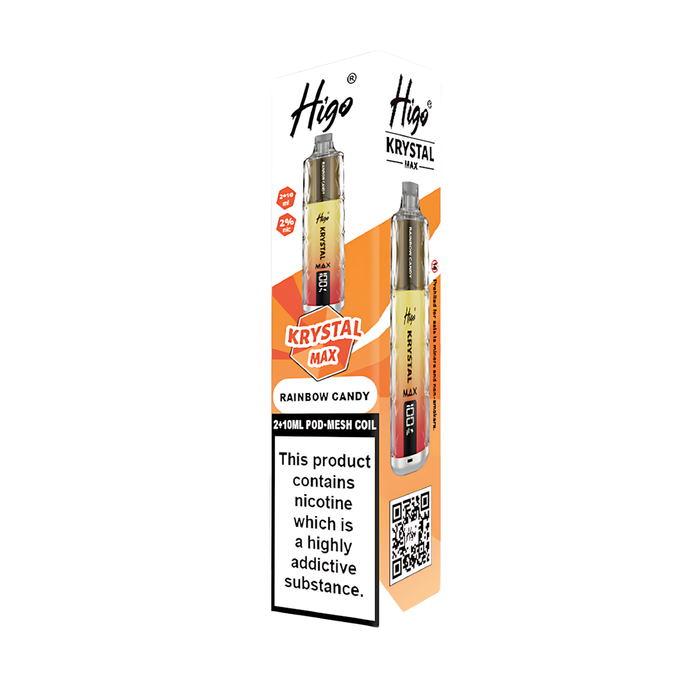Higo Krystal Max HK 7500 Pod Kit in Rainbow Candy flavor – stylish vape device with up to 7,500 puffs.
