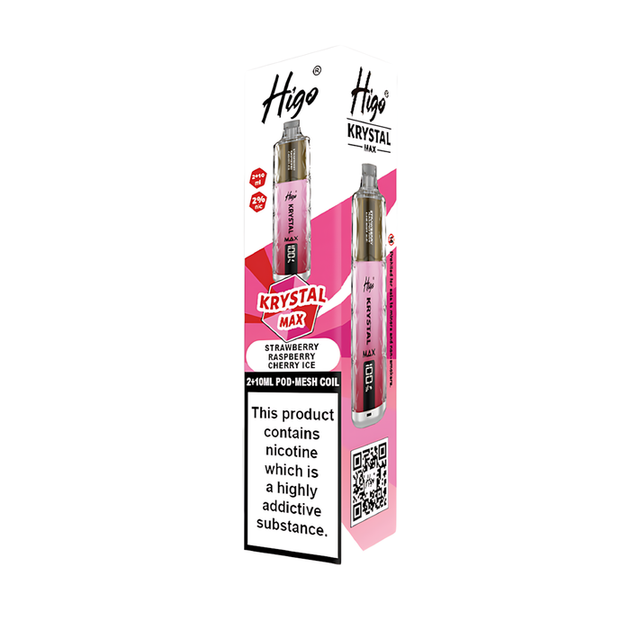 Higo Krystal Max HK 7500 Pod Kit in Strawberry Raspberry Cherry Ice flavor – stylish vape device with up to 7,500 puffs.