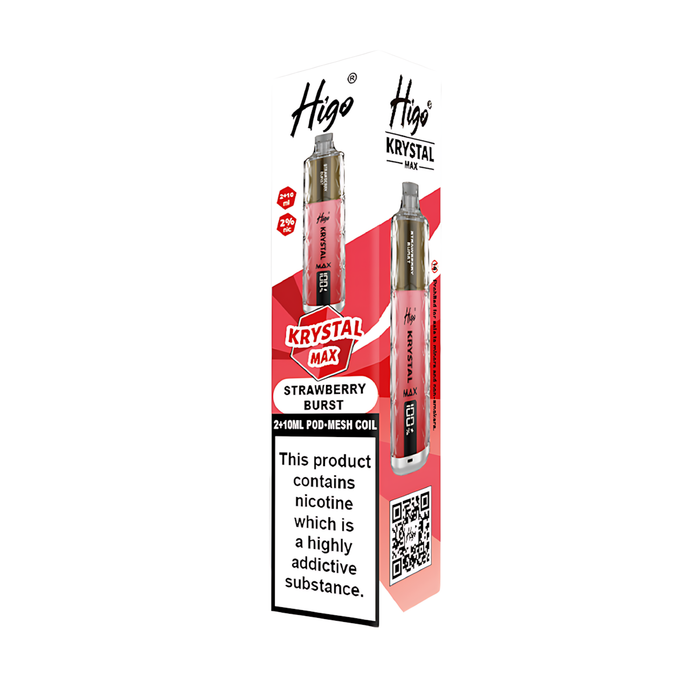 Higo Krystal Max HK 7500 Pod Kit in Strawberry Burst flavor – stylish vape device with up to 7,500 puffs.