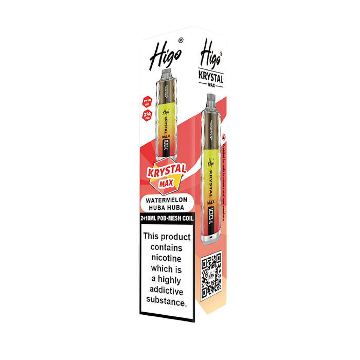 Higo Krystal Max HK 7500 Pod Kit in Watermelon Hubba Bubba flavor – stylish vape device with up to 7,500 puffs.