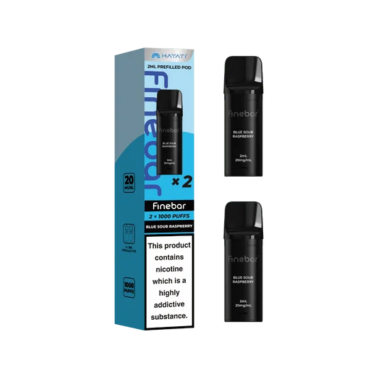 Blue Sour Raspberry Hayati Finebar prefilled replacement pods for the Finebar pod kit