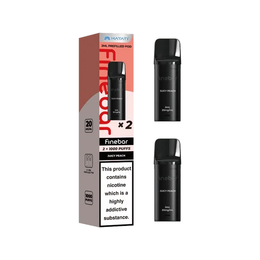 Juicy Peach Hayati Finebar prefilled replacement pods for the Finebar pod kit
