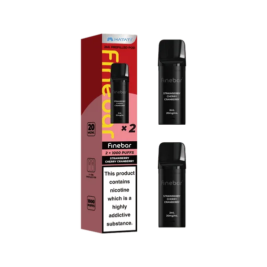 Strawberry Cherry Cranberry Hayati Finebar prefilled replacement pods for the Finebar pod kit