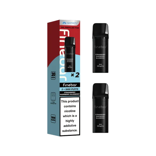 Strawberry Raspberry Blueberry Hayati Finebar prefilled replacement pods for the Finebar pod kit