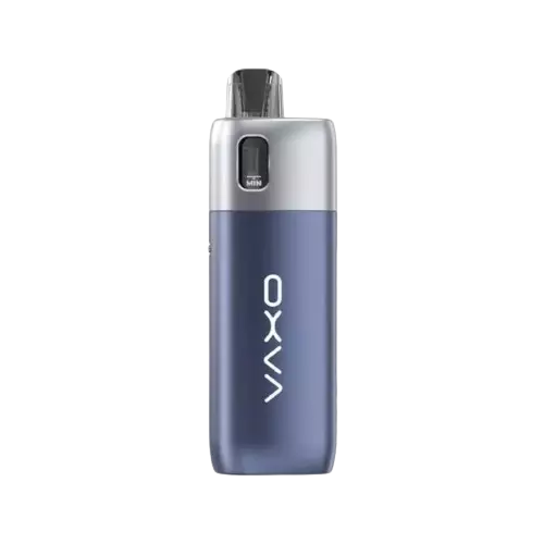 A Haze Blue OXVA ONEO 40W Pod Vape Kit with a 2ML tank and pods, featuring a sleek and ergonomic design with a button on the front and a display screen.