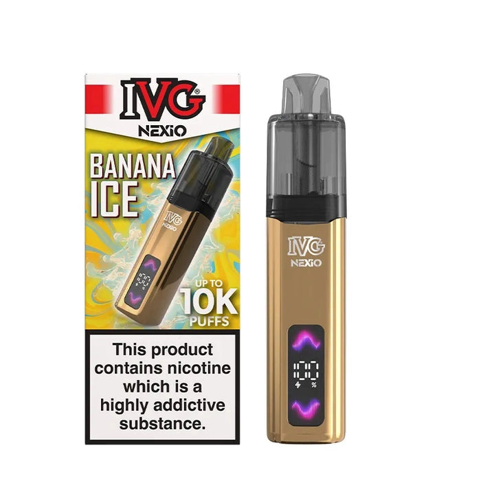 IVG Nexio Prefilled Pod Kit in Blue-Banana-Ice flavour, featuring a compact design and convenient prefilled pod system.