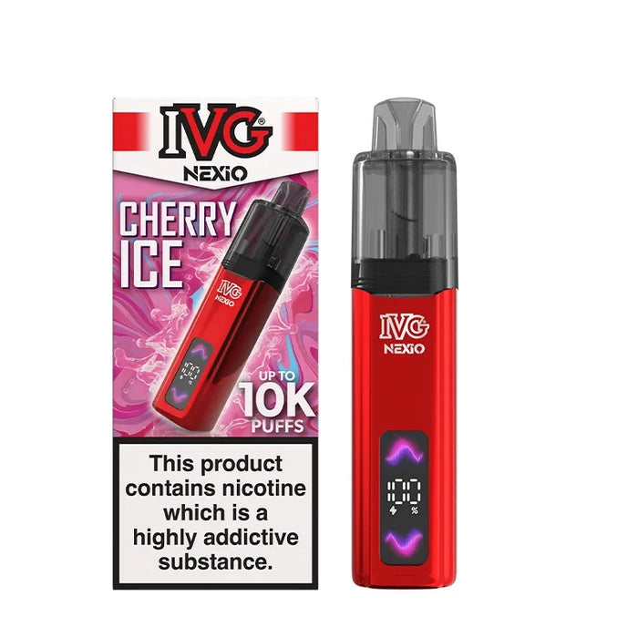 IVG Nexio Prefilled Pod Kit in Blue-Cherry-Ice flavour, featuring a compact design and convenient prefilled pod system.