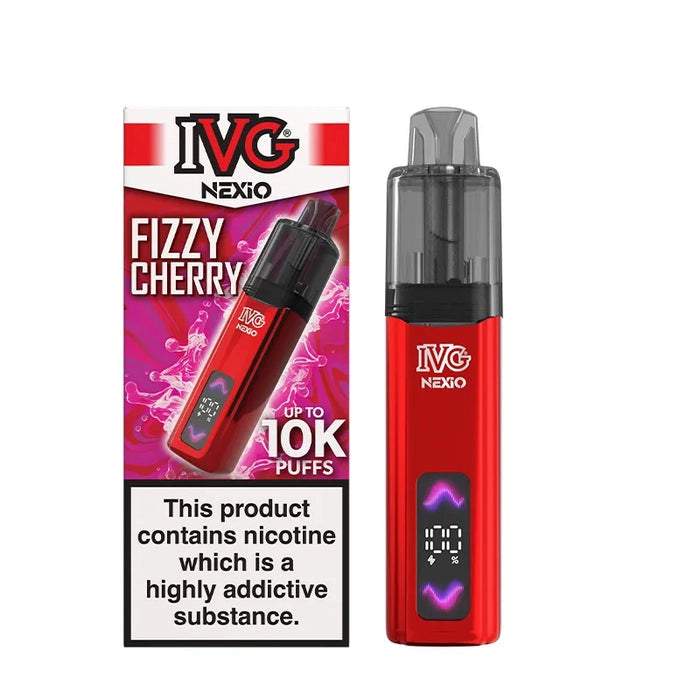 IVG Nexio Prefilled Pod Kit in Blue-Fizzy-Cherry flavour, featuring a compact design and convenient prefilled pod system.