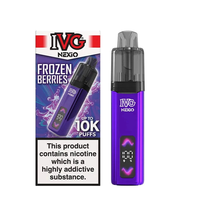 IVG Nexio Prefilled Pod Kit in Blue-Frozen-Berries flavour, featuring a compact design and convenient prefilled pod system.