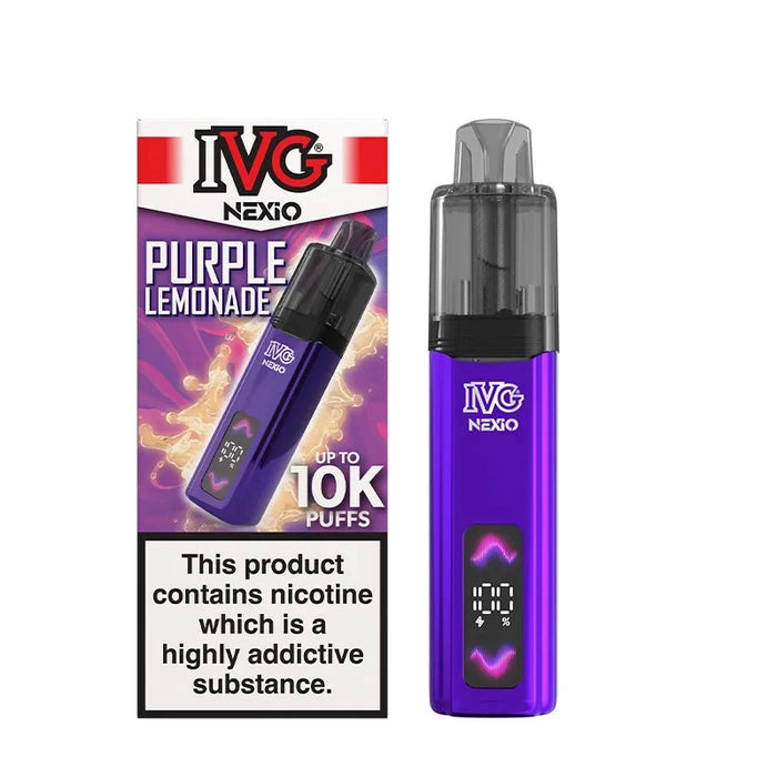 IVG Nexio Prefilled Pod Kit in Blue-Purple-Lemonade flavour, featuring a compact design and convenient prefilled pod system.