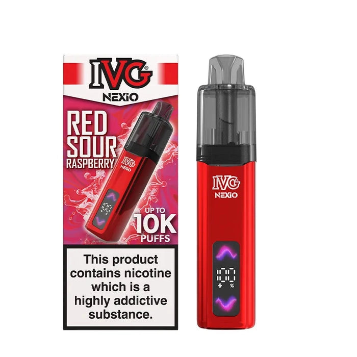 IVG Nexio Prefilled Pod Kit in Blue-Red-Sour-Raspberry flavour, featuring a compact design and convenient prefilled pod system.