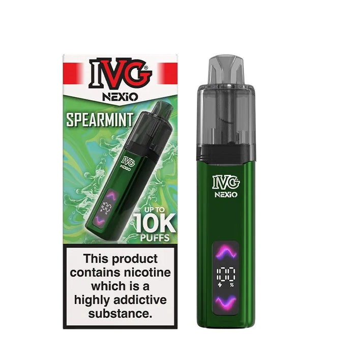 IVG Nexio Prefilled Pod Kit in Blue-Spearmint flavour, featuring a compact design and convenient prefilled pod system.