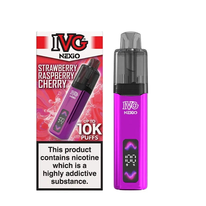 IVG Nexio Prefilled Pod Kit in Blue-Strawberry-Raspberry-Cherry flavour, featuring a compact design and convenient prefilled pod system.