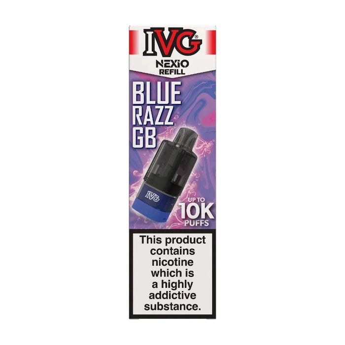 IVG Nexio Prefilled Pods in Blue-Razz-GB flavour, designed for a convenient and easy vaping experience.