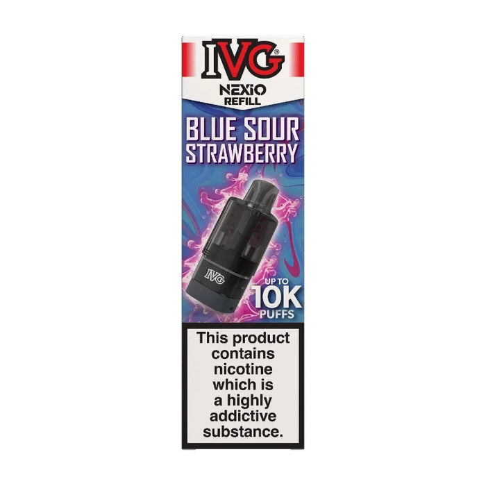 IVG Nexio Prefilled Pods in Blue-Sour-Strawberry flavour, designed for a convenient and easy vaping experience.