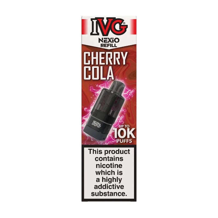 IVG Nexio Prefilled Pods in Cherry-Cola flavour, designed for a convenient and easy vaping experience.